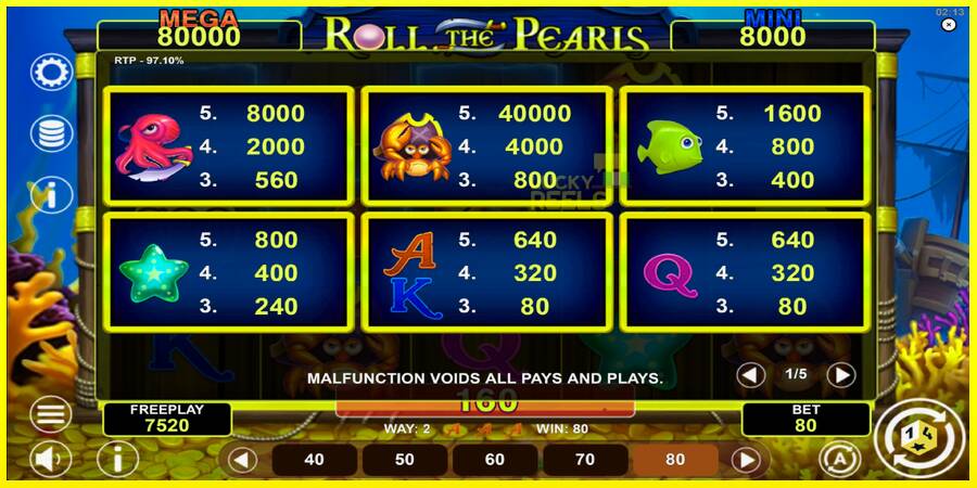 Roll The Pearls Hold & Win מכונת משחק לכסף, תְמוּנָה 5