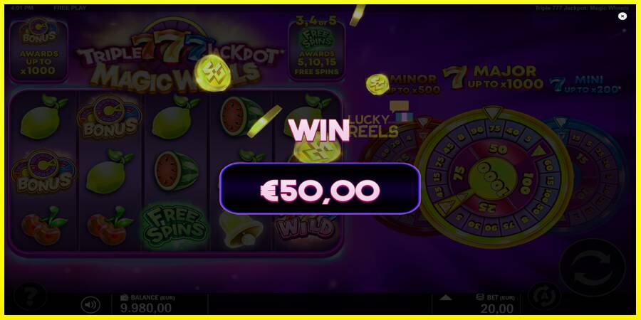 Triple 777 Jackpot Magic Wheels מכונת משחק לכסף, תְמוּנָה 3