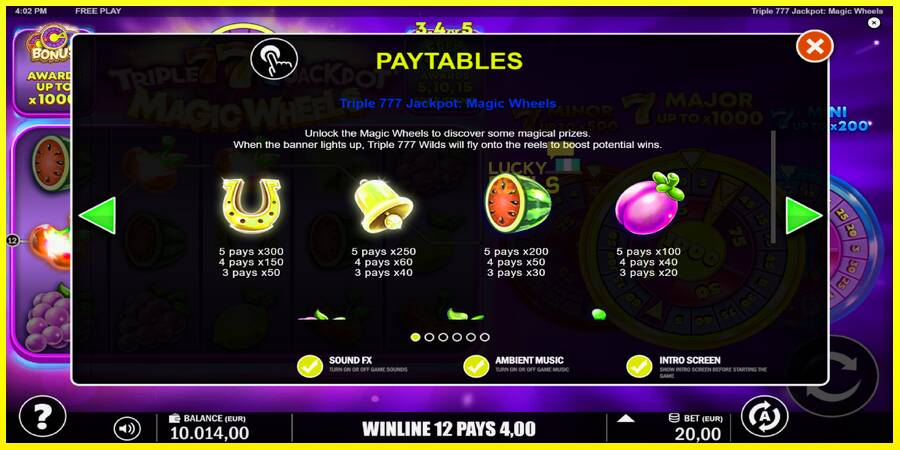 Triple 777 Jackpot Magic Wheels מכונת משחק לכסף, תְמוּנָה 5