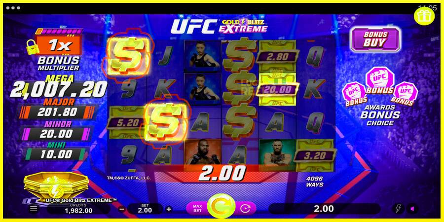 UFC Gold Blitz Extreme מכונת משחק לכסף, תְמוּנָה 3