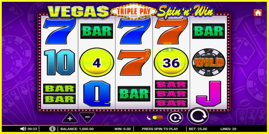 Vegas Triple Pay Spin n Win מכונת משחק לכסף, תְמוּנָה 1