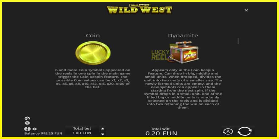 Wild West Trueways מכונת משחק לכסף, תְמוּנָה 5