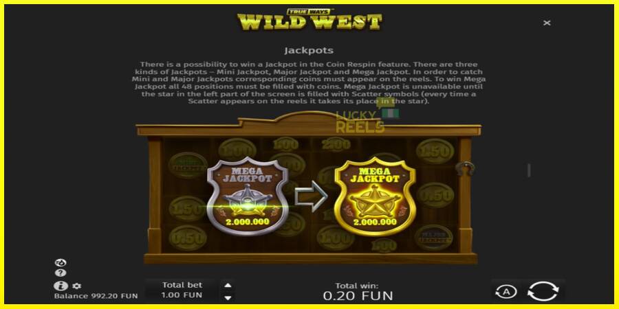 Wild West Trueways מכונת משחק לכסף, תְמוּנָה 6